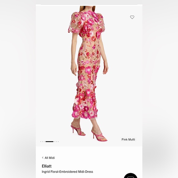 Elliatt Ingrid Floral-Embroidered Midi-Dress, X-Small.